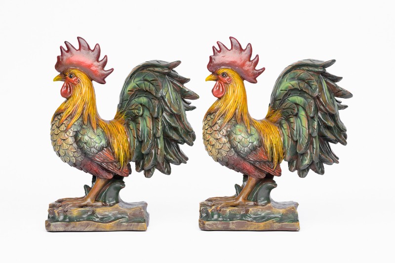 Decorative Roosters/Bookends, 2 Pc Set, Farmhouse Decor, HANDMADE IN USA gallery