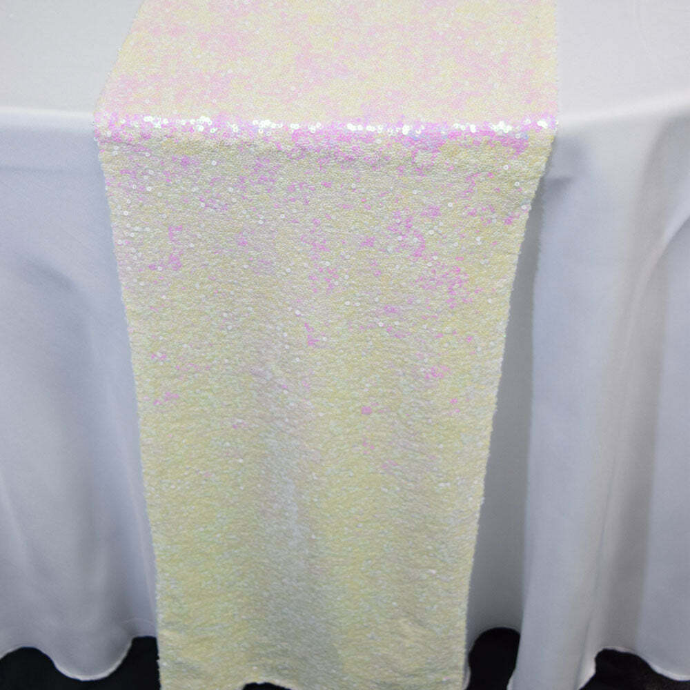 Quasimoon White and Pink Iridescent Sequin Table Runner - 12 x 108 Inch by Pa... gallery