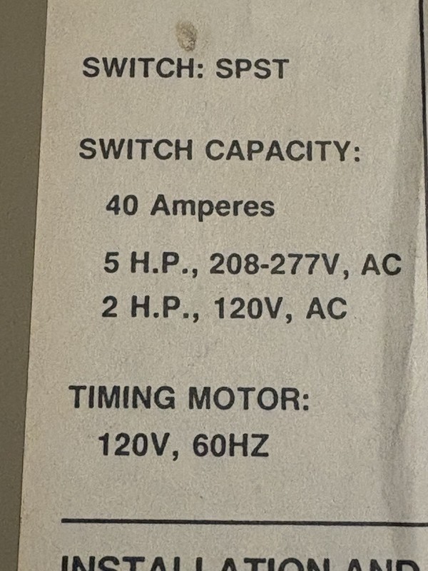 Tork Model 1101 Mechanical Time Switch Timer 120V 60Hz 40A SPST New No Box gallery