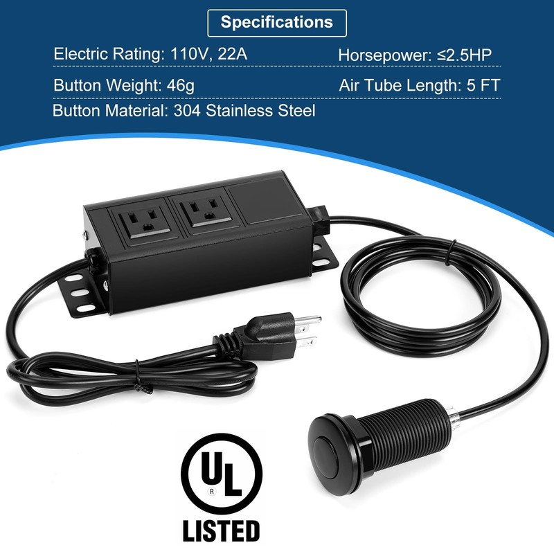 Pahtto Air Switch Kit For Garbage Disposal Ul Listed Sink Top Air Switch For gallery