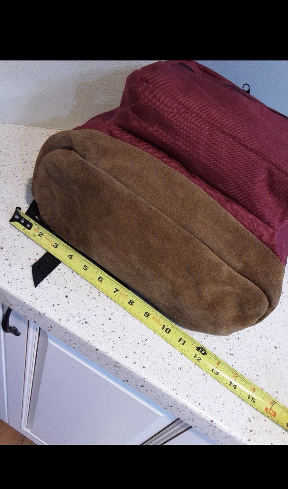 JanSport Red Hiking Backpack Brown Suede Bottom Adjustable Straps Pockets 4