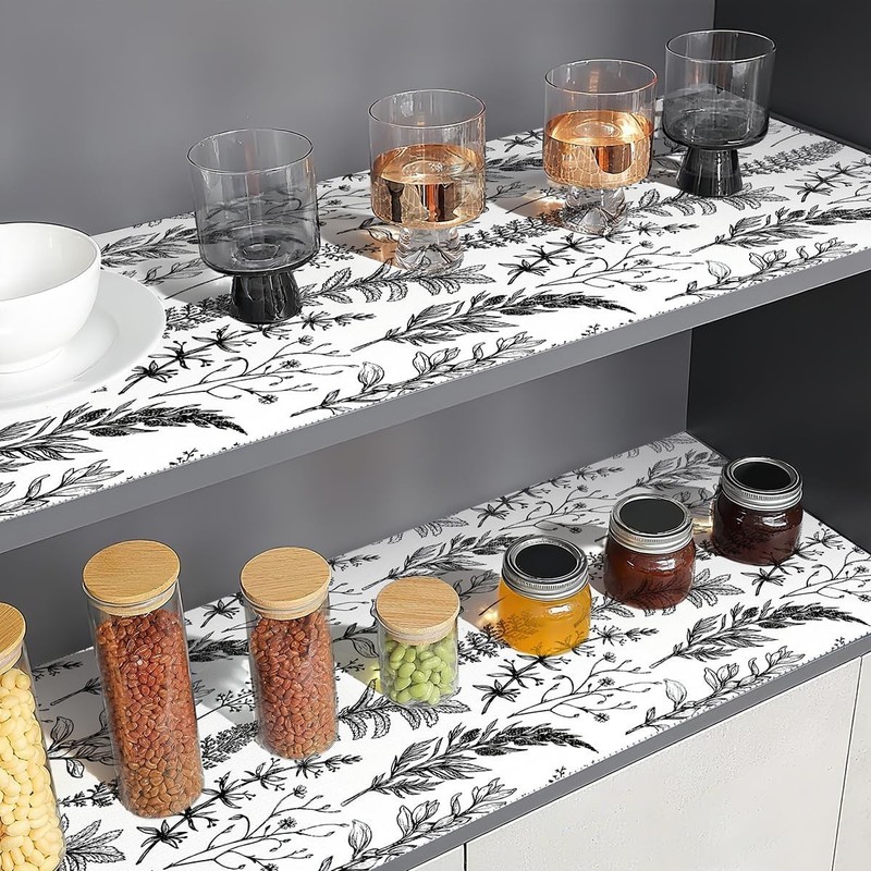 Shelf Liner for Kitchen Cabinets Drawer Shelf Waterproof Non Slip Floral 23.6... gallery