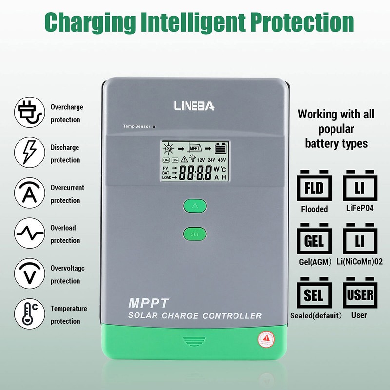MPPT Solar Charge Controller 100 Amp 12V 24V 36V 48V Auto Solar Panel Controller gallery