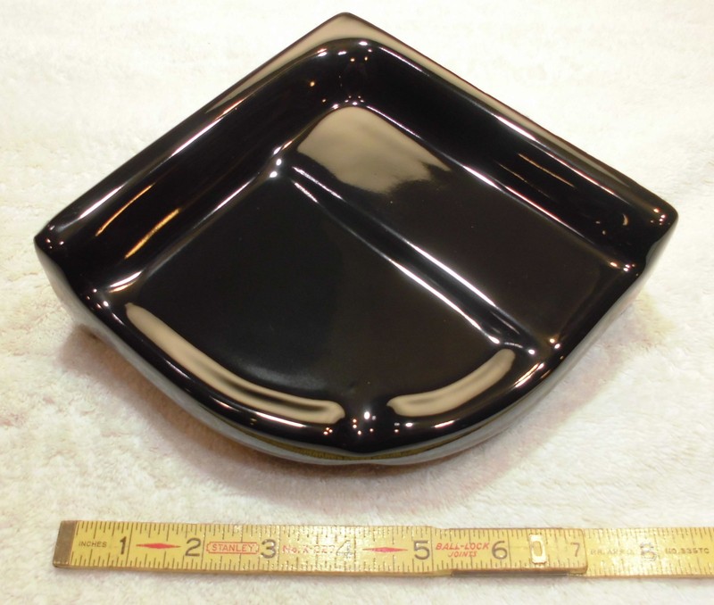 Ceramic *Glossy Black* Reversible Corner Bath-Shower Soap Dish-Shelf-Tray 7" NEW gallery