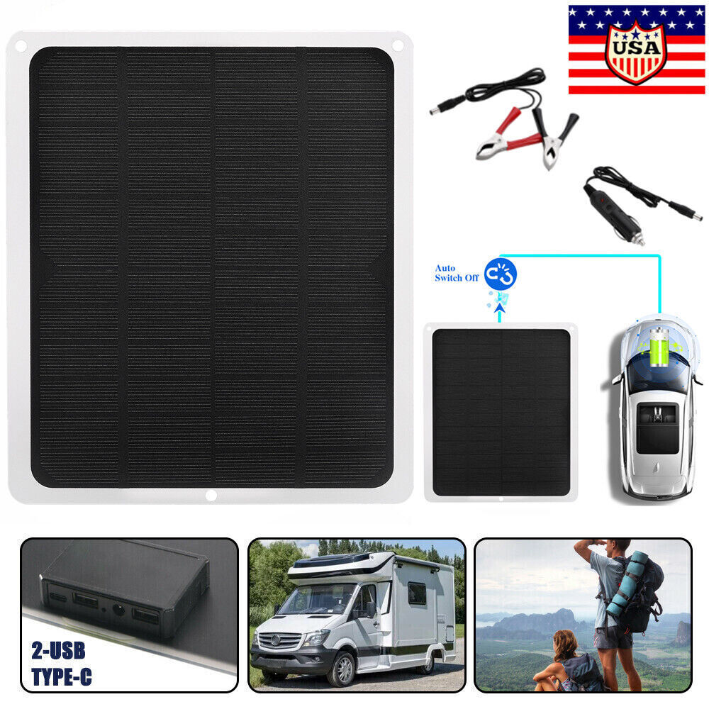 20W Solar Panel 12 Volt Trickle Battery Charger Kit For Car Van Caravan Boat gallery