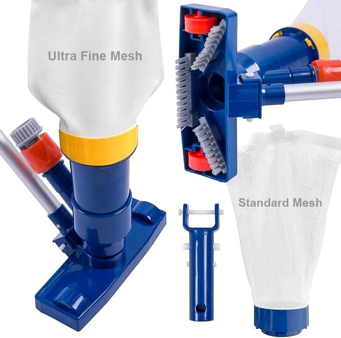 Manual Pool Vacuum for Above Ground Pools - 56" Pole, Fine Mesh Bag, Jet Cleaner gallery