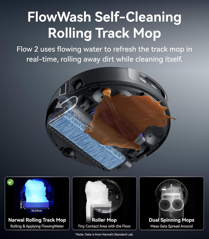Flow 2 Robot Vacuum and Mop Combo, 31,000Pa Suction, Flowwash Self-Cleaning Mop, gallery