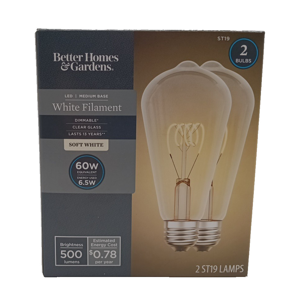 Better Homes & Gardens LED Vintage Style Light Bulb St19 60 Watts Soft White gallery