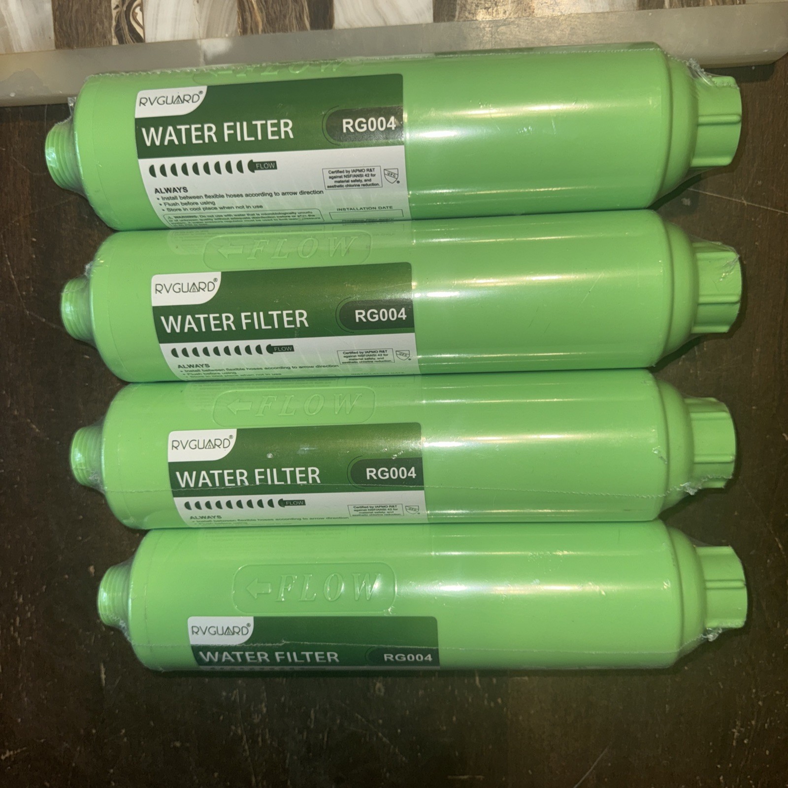 RVGUARD Inline RV Water Filter, Reduces Odors, Bad Taste, Rust, Chlorine, 4pk gallery