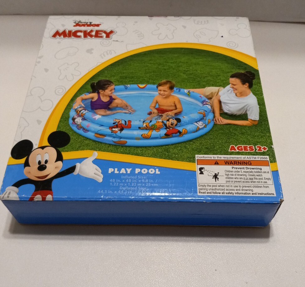 Disney Junior Mickey Play Pool New In Box 48"×48"×9.8" Inflated Size gallery