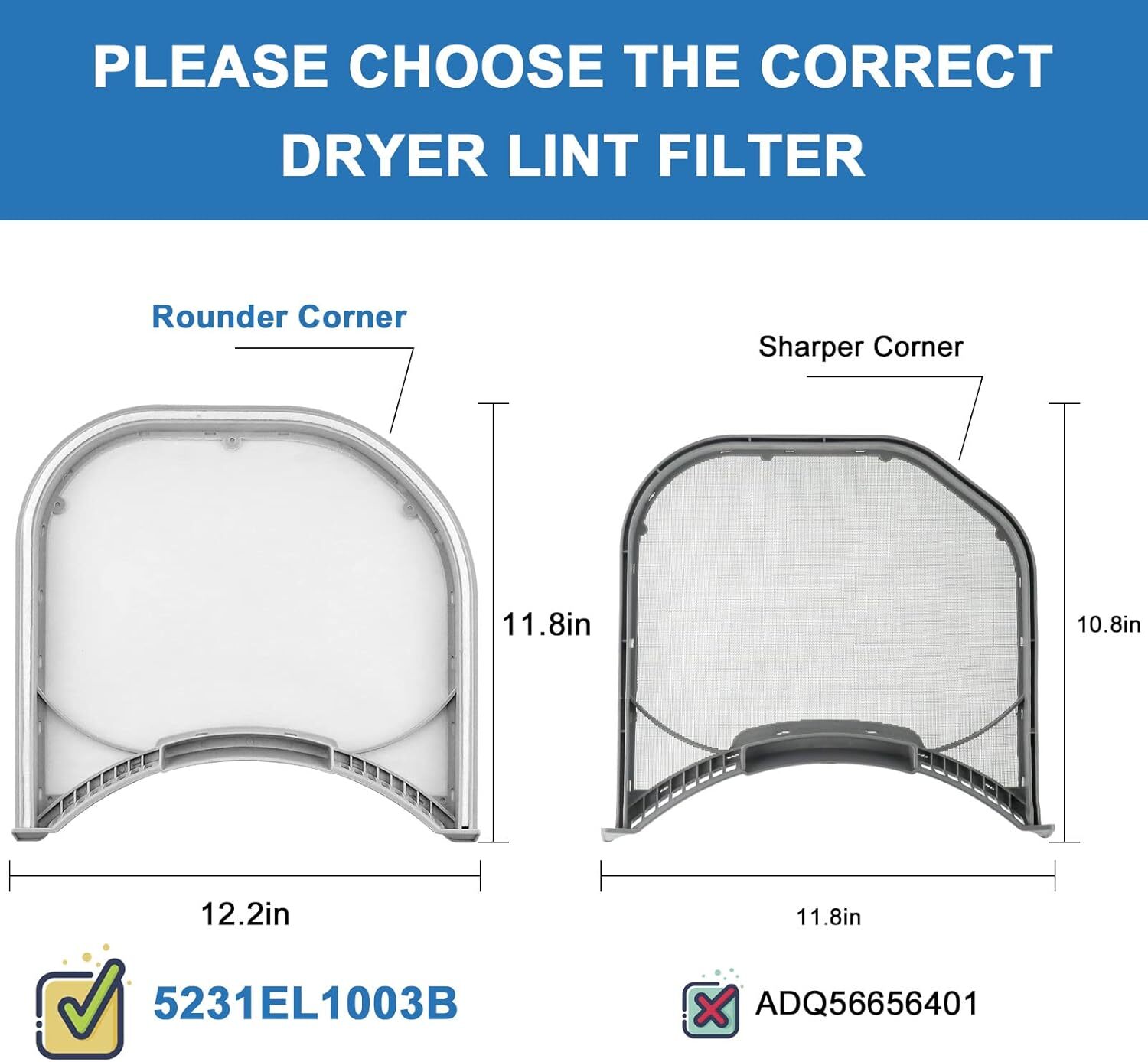 5231EL1003B Dryer Lint Filter Assembly with Felt Rim Seal for LG Kenmore gallery