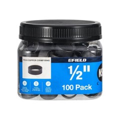 EFIELD 100PCS 1/2″ Copper PEX Crimp Rings For Pex Pipe in Bottle, NSF Certified