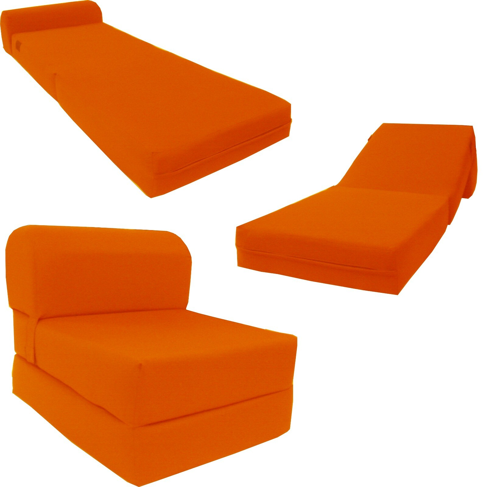 Sleeper Chair Folding Foam Beds, Foldable Sofa Couches 6 x 24 x 70, Orange gallery