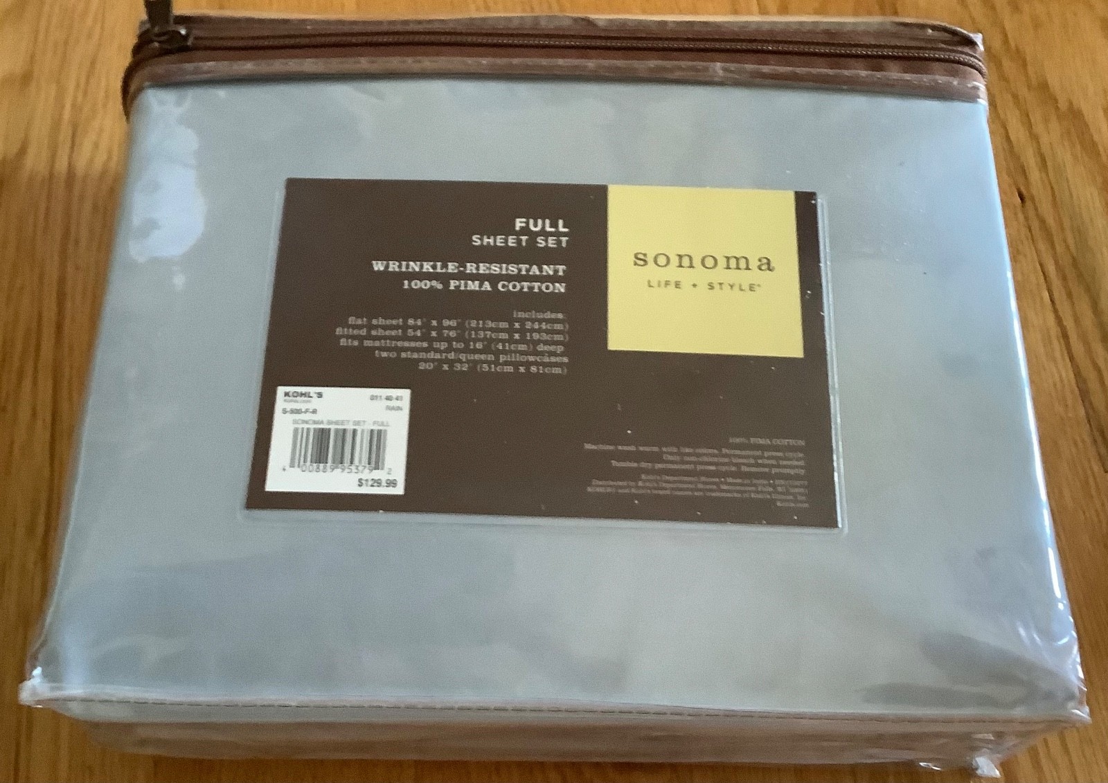 New 100% Pima Cotton Full Sheet Set, faded blu, 500 thread ct, Sonoma, Free Ship gallery