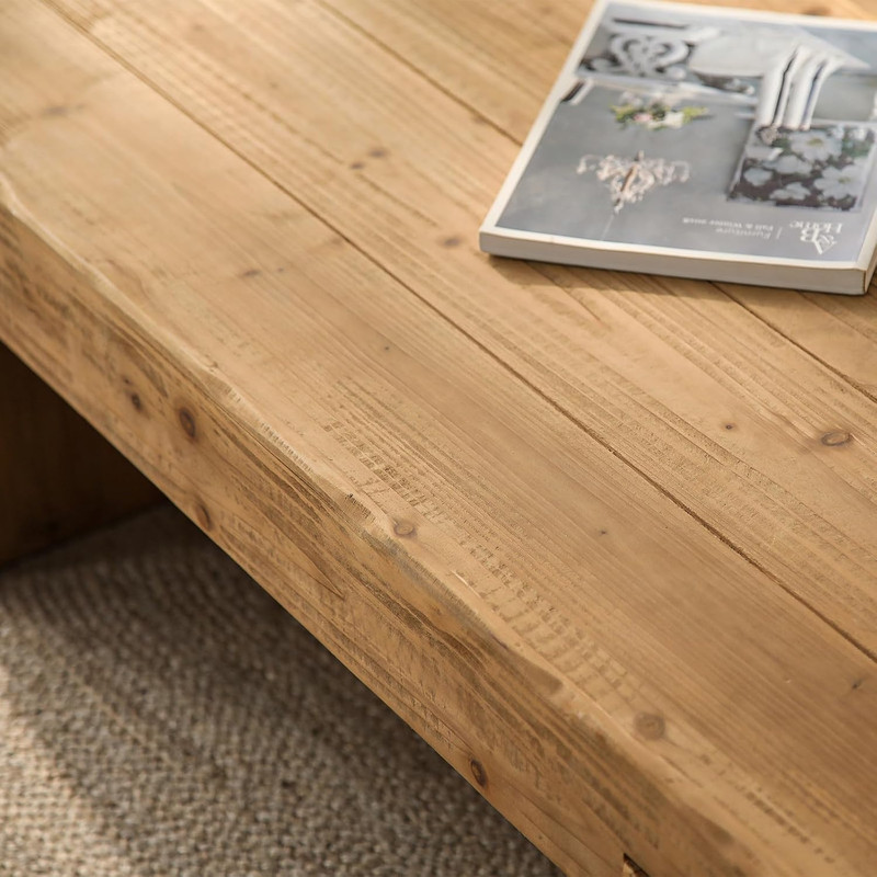 Natural Rectangle Coffee Table - Farmhouse Style, Low Profile Design gallery