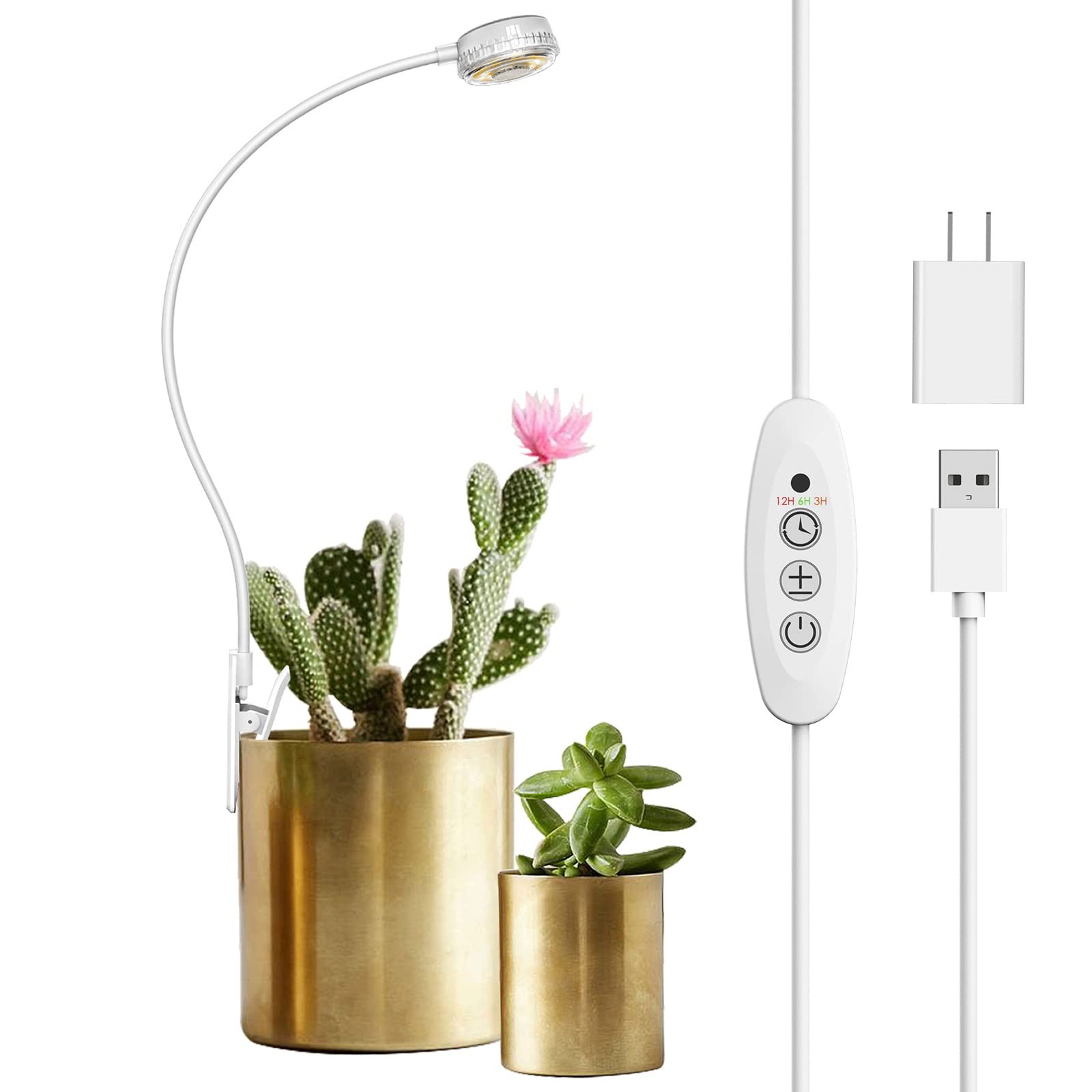 LED Grow Light 5W Full Spectrum 4-Level Dimmable Auto Timer 3/6/12 Hrs - Indoor gallery