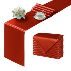 12 PCS Satin Rust Table Runner 12×108 Inch Bright Smooth Wedding Decoration