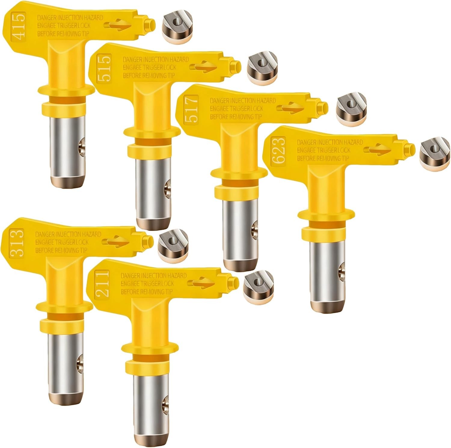 6 Pieces Airless Paint Sprayer Tips Set - 211, 313, 415, 515, 517, 6 nozzles gallery