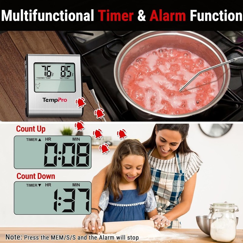 Precision Meat Thermometer with Timer & Programmable Alarm for Flawless Cooking gallery