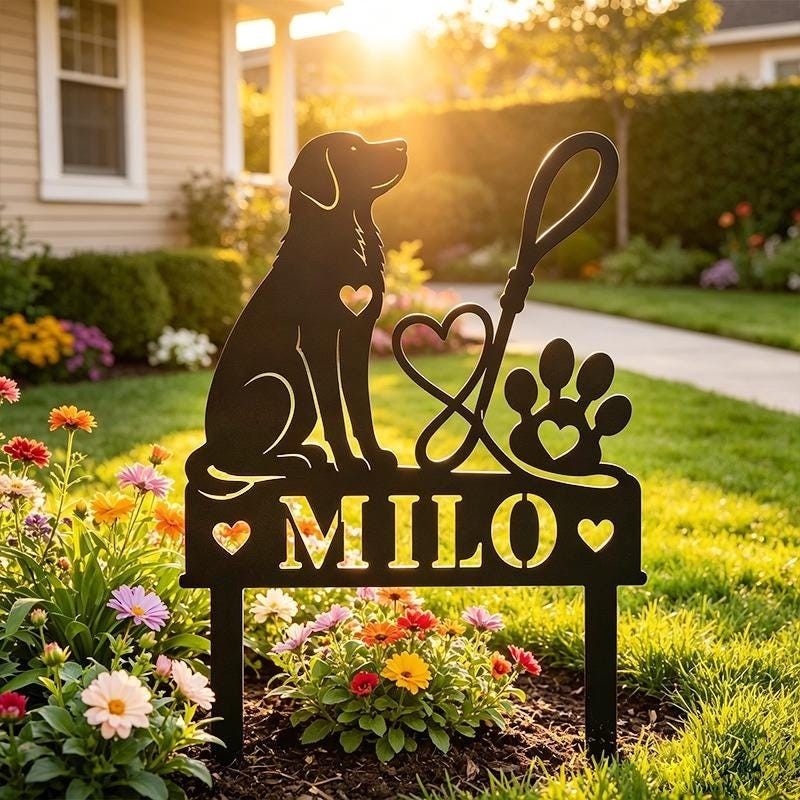 Personalized Dog Garden Stake, Custom Pet Name Yard Decor Sign gallery