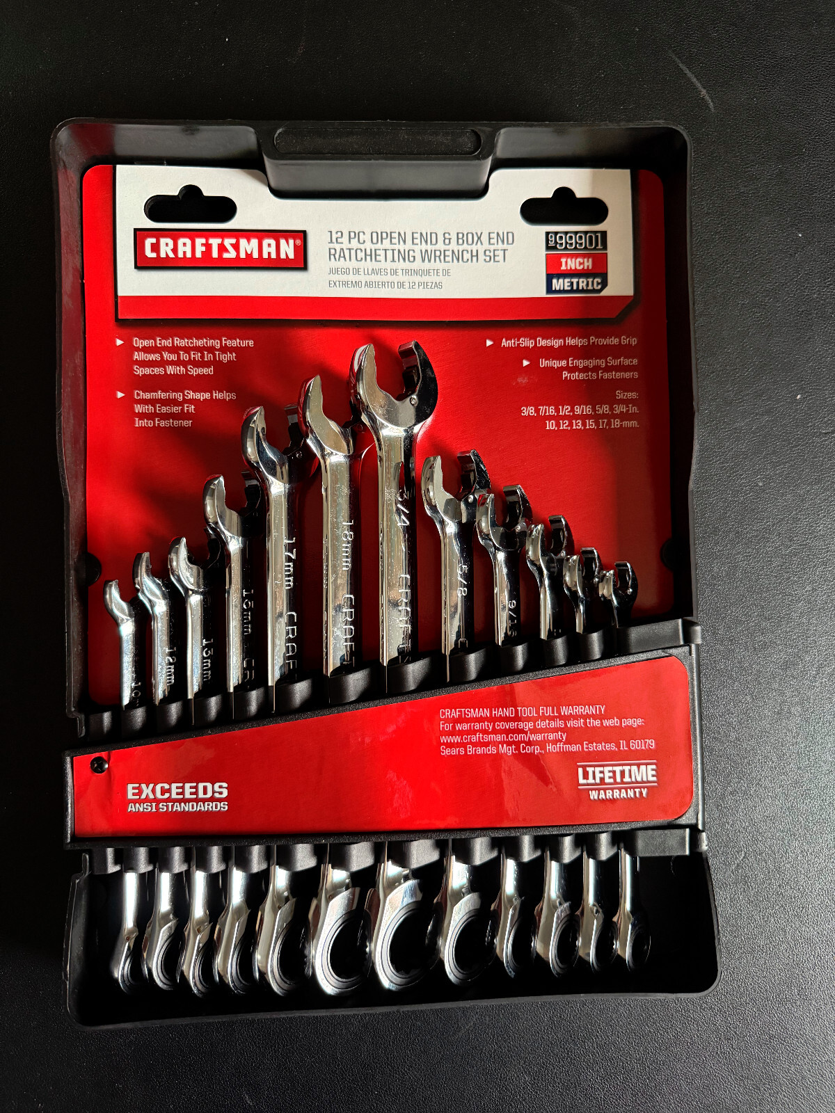 Craftsman Ratcheting Wrench Set - 12 pcs Open End and Box End gallery