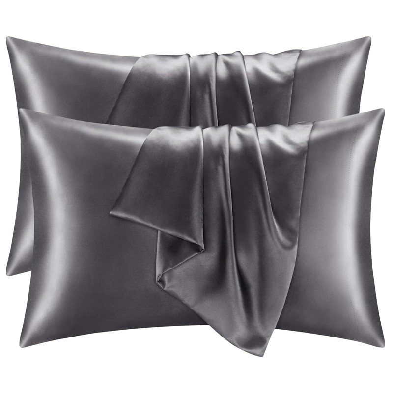 2PCS Luxurious Satin Silk Pillowcase Soft Bedding Standard 20"x26" Pillow Cover gallery