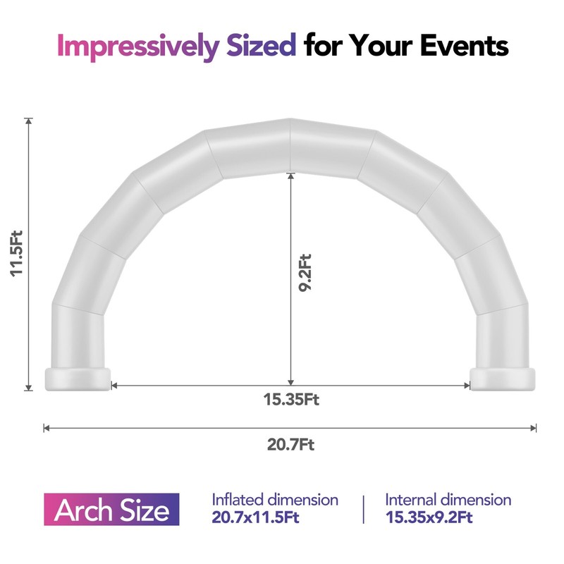 Large 21Ft Half-Circle Inflatable Arch with built-in blower - White gallery