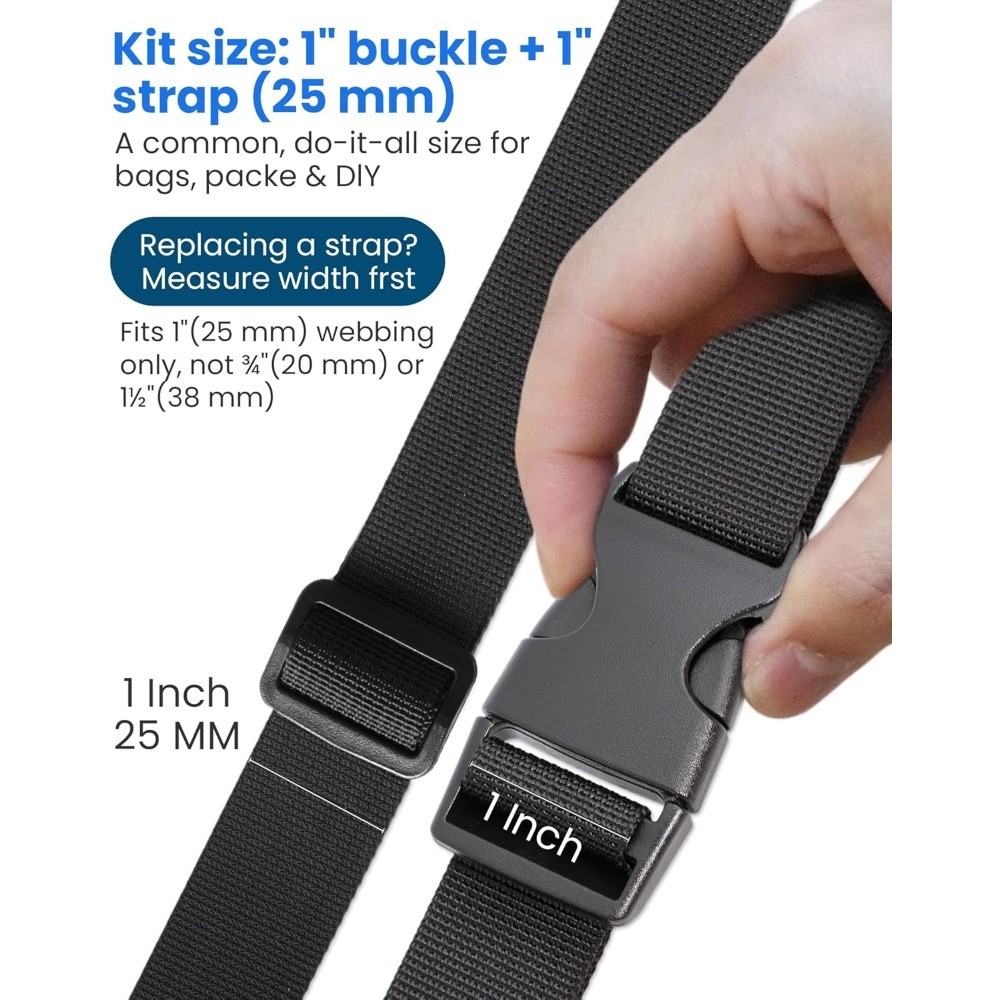 6 Yards 1 Inch Polyester Webbing Strap Kit with 6 Quick Release Buckles & 12 gallery