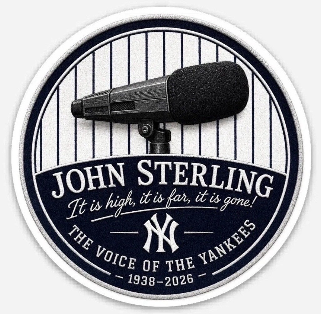 3” JOHN STERLING STICKER RADIO BROADCASTER "PATCH" DECAL NEW YORK YANKEES JERSEY gallery
