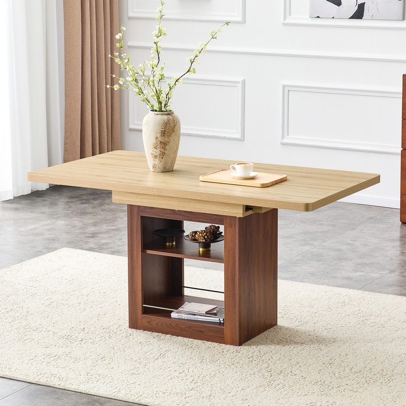 Expandable Dining Table w/storage space,59" to 71" kitchen Dining Table Walnut gallery