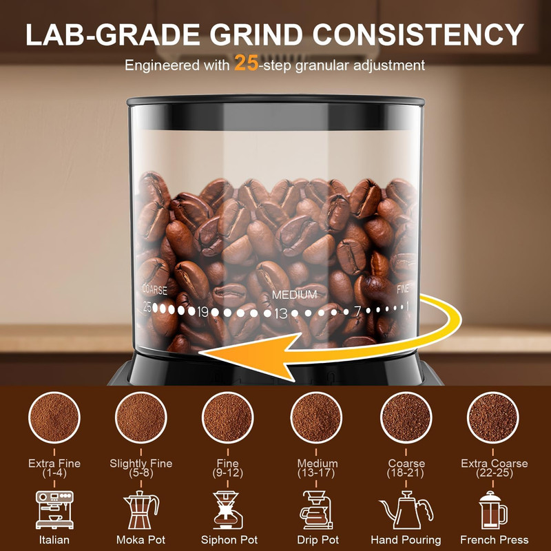 Conical Burr Coffee Grinder Touch Edition Electric Coffee Bean Grinder - 25 Grin gallery