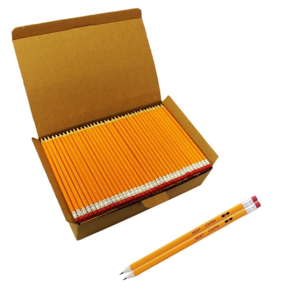 SKKSTATIONERY 200 Count Pre-sharpened #2 Pencils, HB Lead Bulk Box No. 2, Yel...