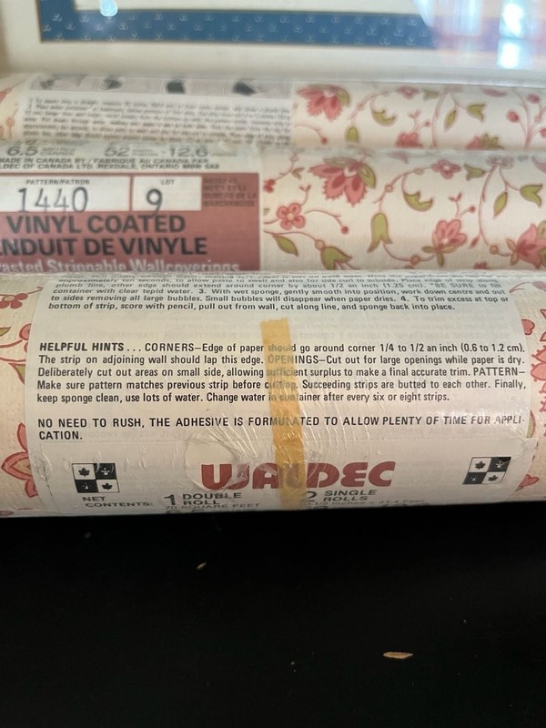 Vintage Waldec Pattern 1440 Vinyl Coated Floral Wallpaper Lot of 3 gallery