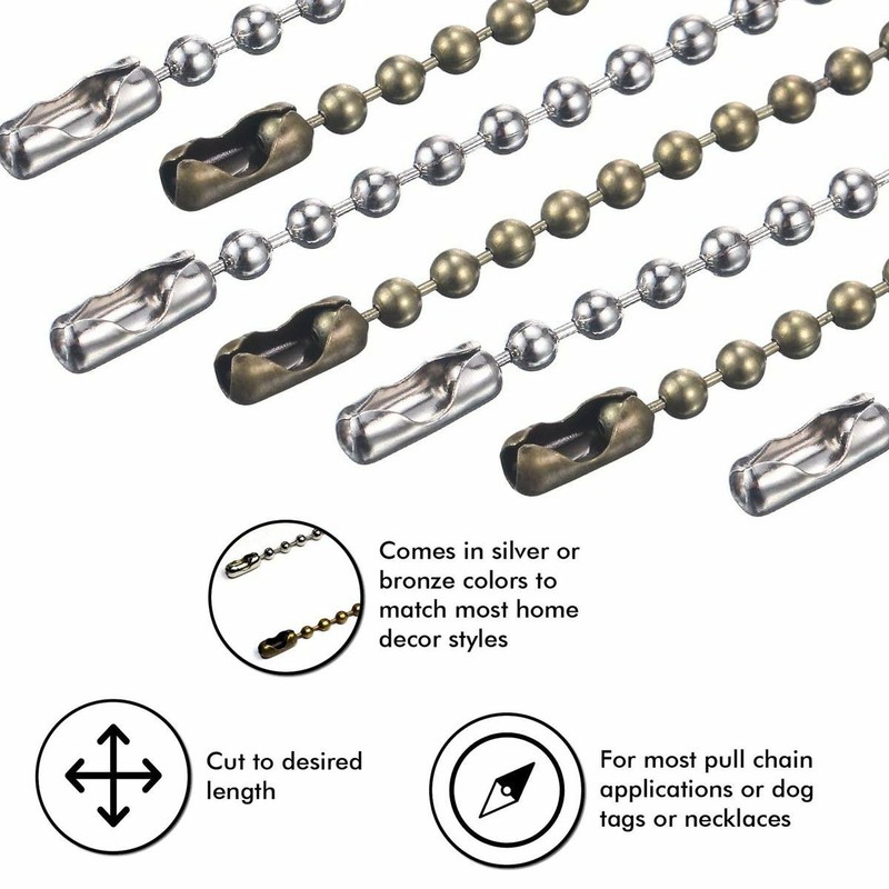 10FT Beaded Pull Chain Ceiling Fan Beaded Pull Chain Extension with Connector US gallery
