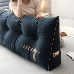 Headboard Pillow Triangular Wedge Bed Backrest Pillow Velvet w/ Removable Cover