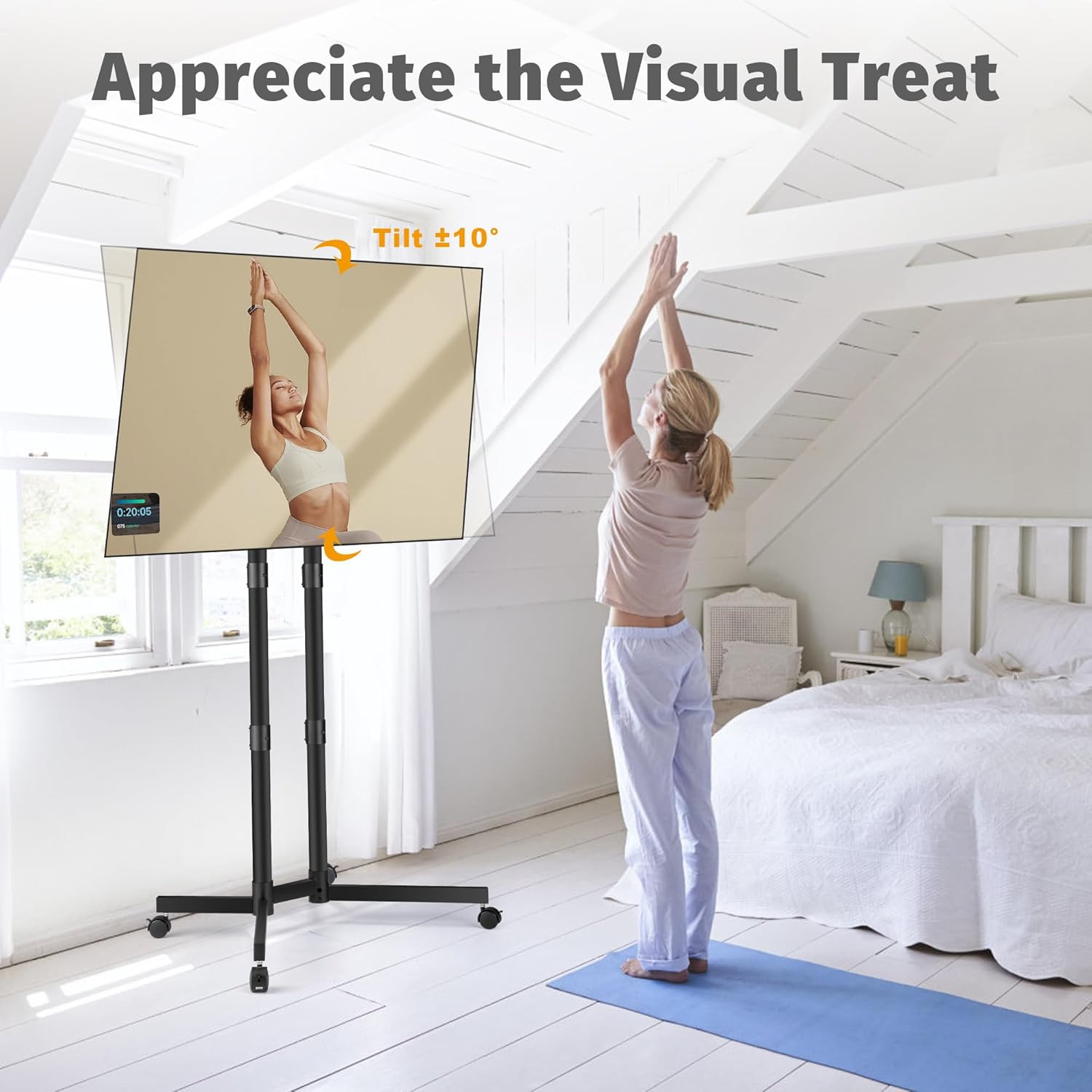 Rolling TV Stand for 32-75 Inch LCD LED 4K Tvs Holds up to 99 Lbs, Outdoor TV... gallery