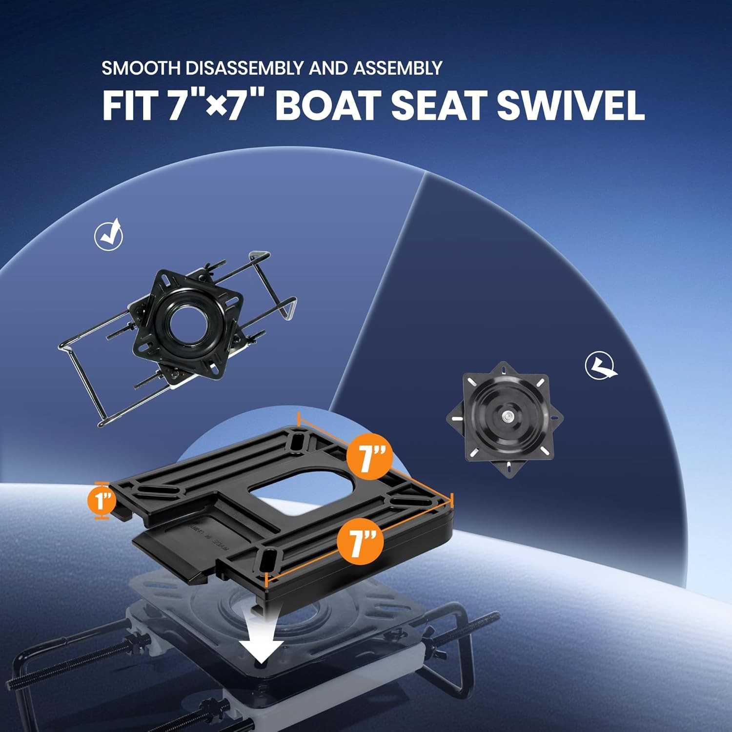 7" x 7" Quick Release Removable Boat Seat Bracket Mount, Marine Grade Heavy Duty gallery