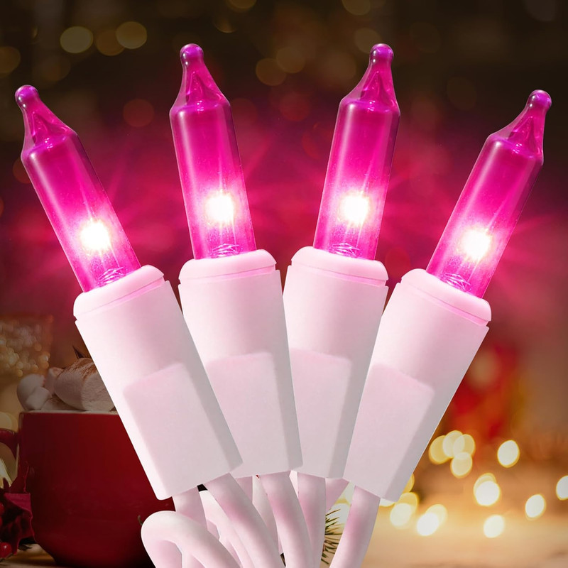 100 Count Mini Pink Lights String, 21Ft Christmas Tree Lights Plug In,Christm... gallery
