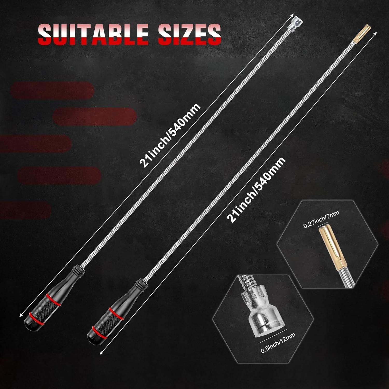 2Pcs Flexible Magnetic Pickup Tool, Bendable Magnet Pickup Tool Sweeper Mechanic gallery