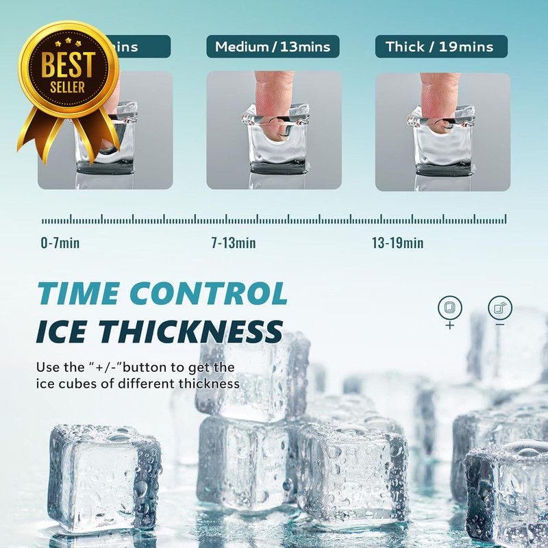 Ice Cube Maker Machine Countertop with External Water Tank 34 lbs Per Day 2 Wate gallery