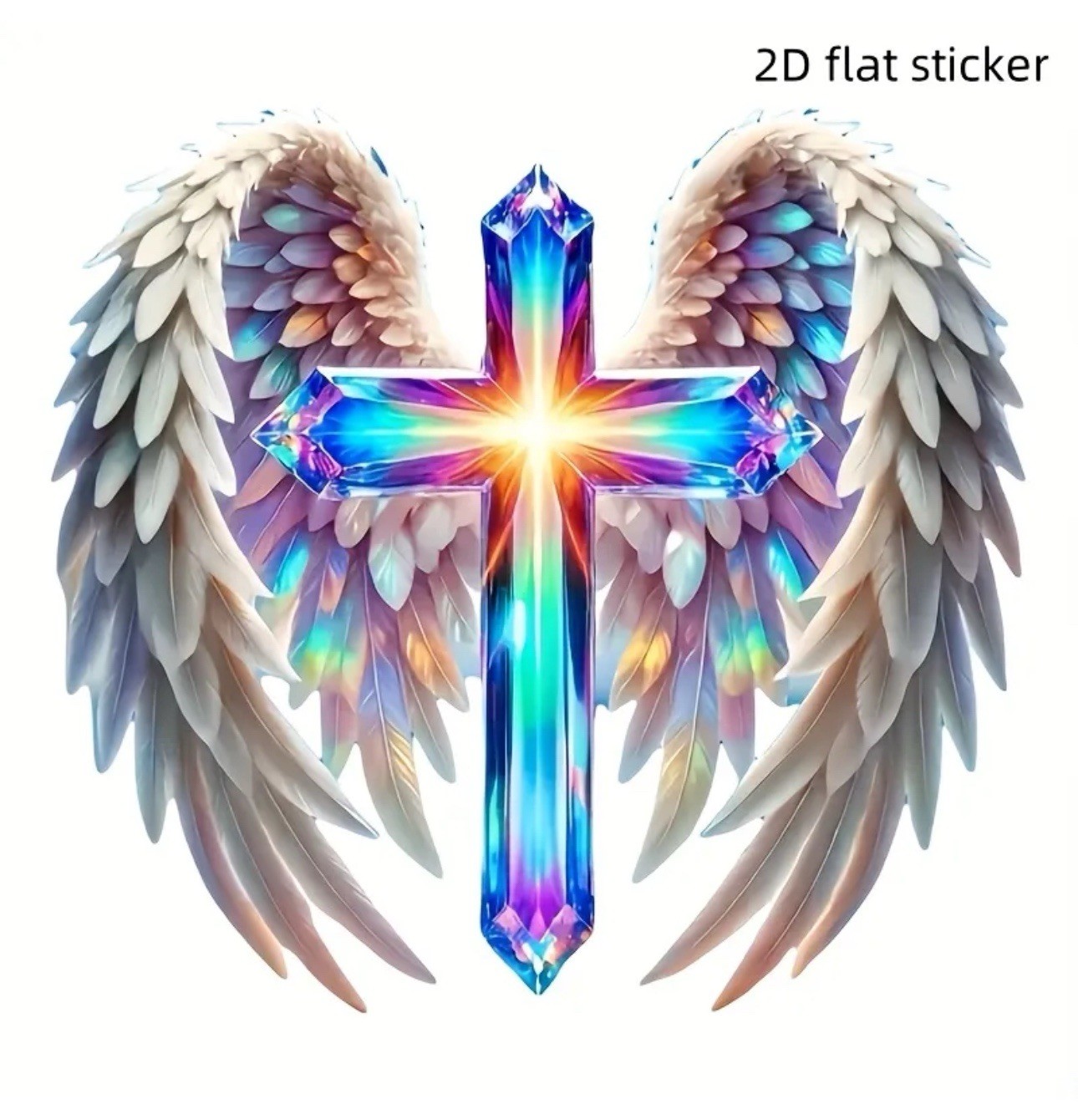 LED PRISM Cross Wings Vinyl Decal Sticker 3” Inch Christian Religious God Jesus gallery