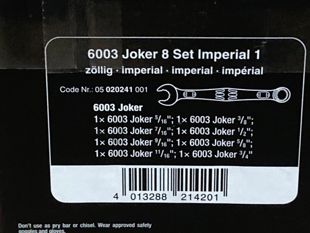 Wera 6003 Joker 8 Combination Wrench Set, Imperial 020241 SAE gallery