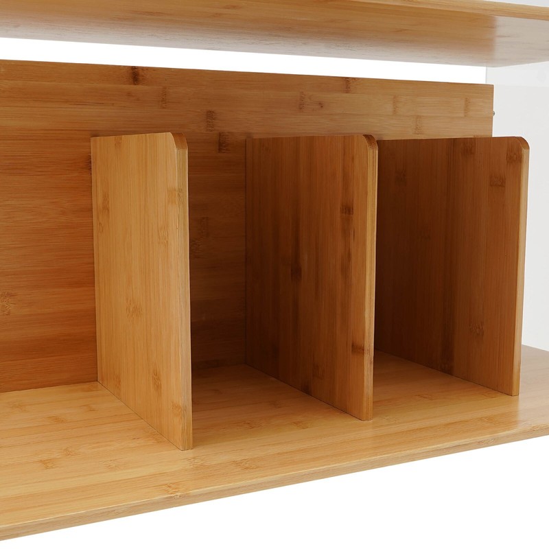 Acrylic&Bamboo End Table Side Table Modern 3-tier End Table with Four Wheels USA gallery