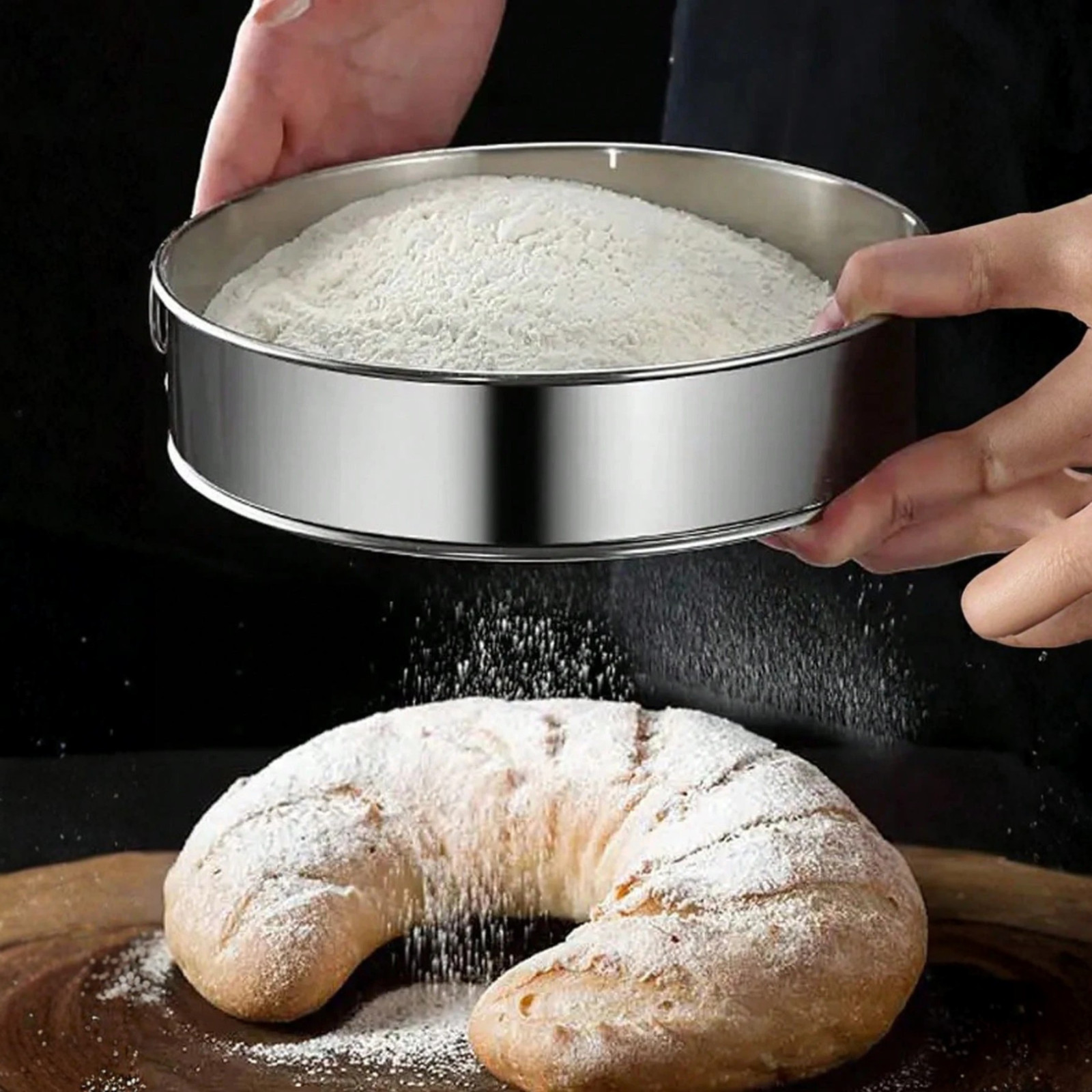 Large Stainless Flour Sifter Mesh Filter Shaker Strainer For Baking Powder Sugar gallery