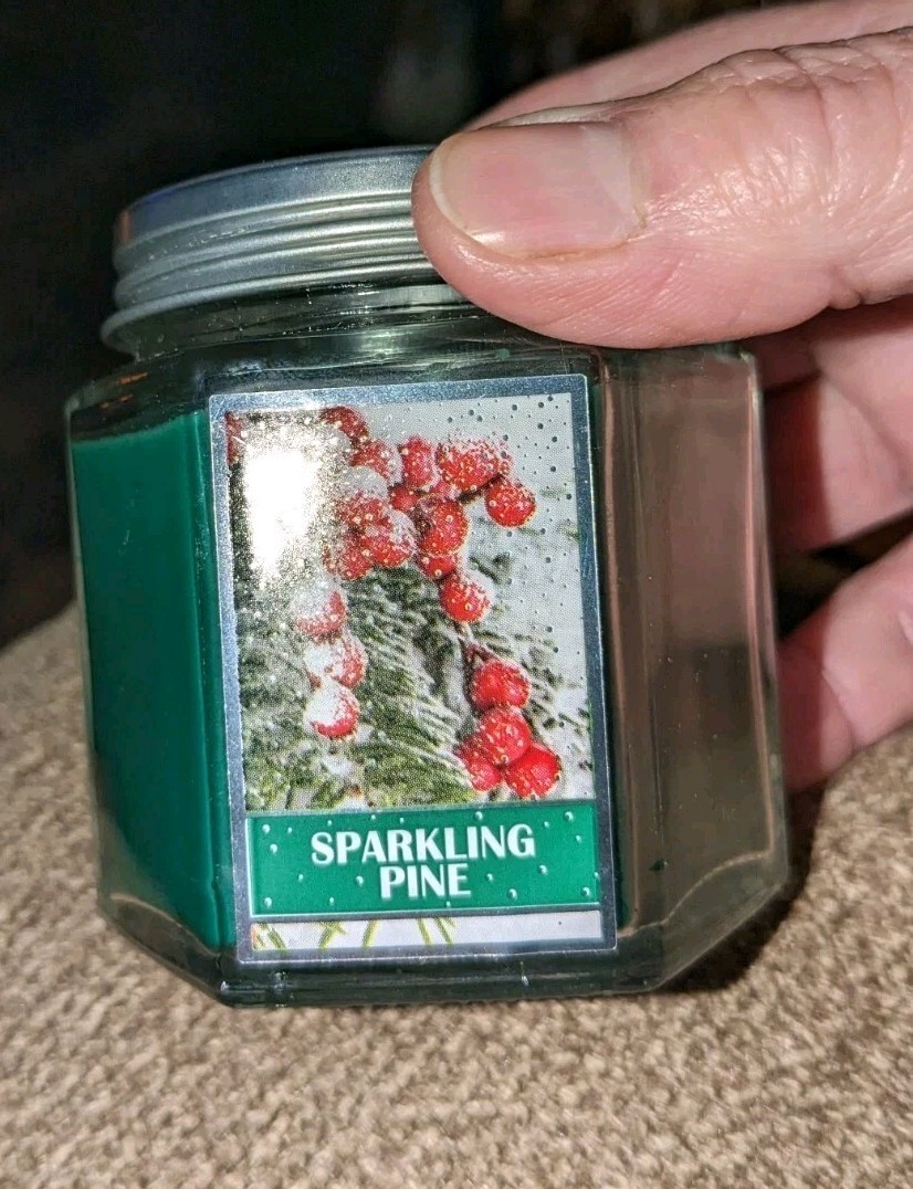 New Sparkling Pine Scented Green Candle 3 ounces Glass Jar FREE Shipping gallery