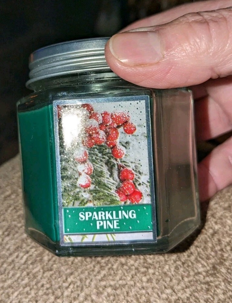 New Sparkling Pine Scented Green Candle 3 ounces Glass Jar FREE Shipping