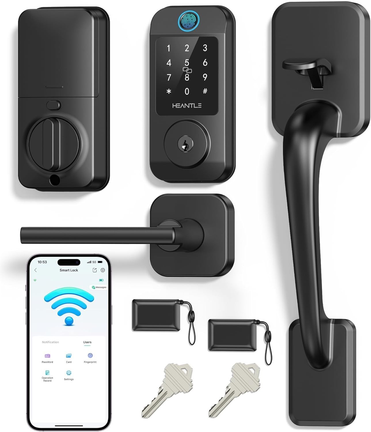 WiFi Smart Front Door Lock Handle Set Fingerprint Keyless Entry Digital Deadbolt gallery