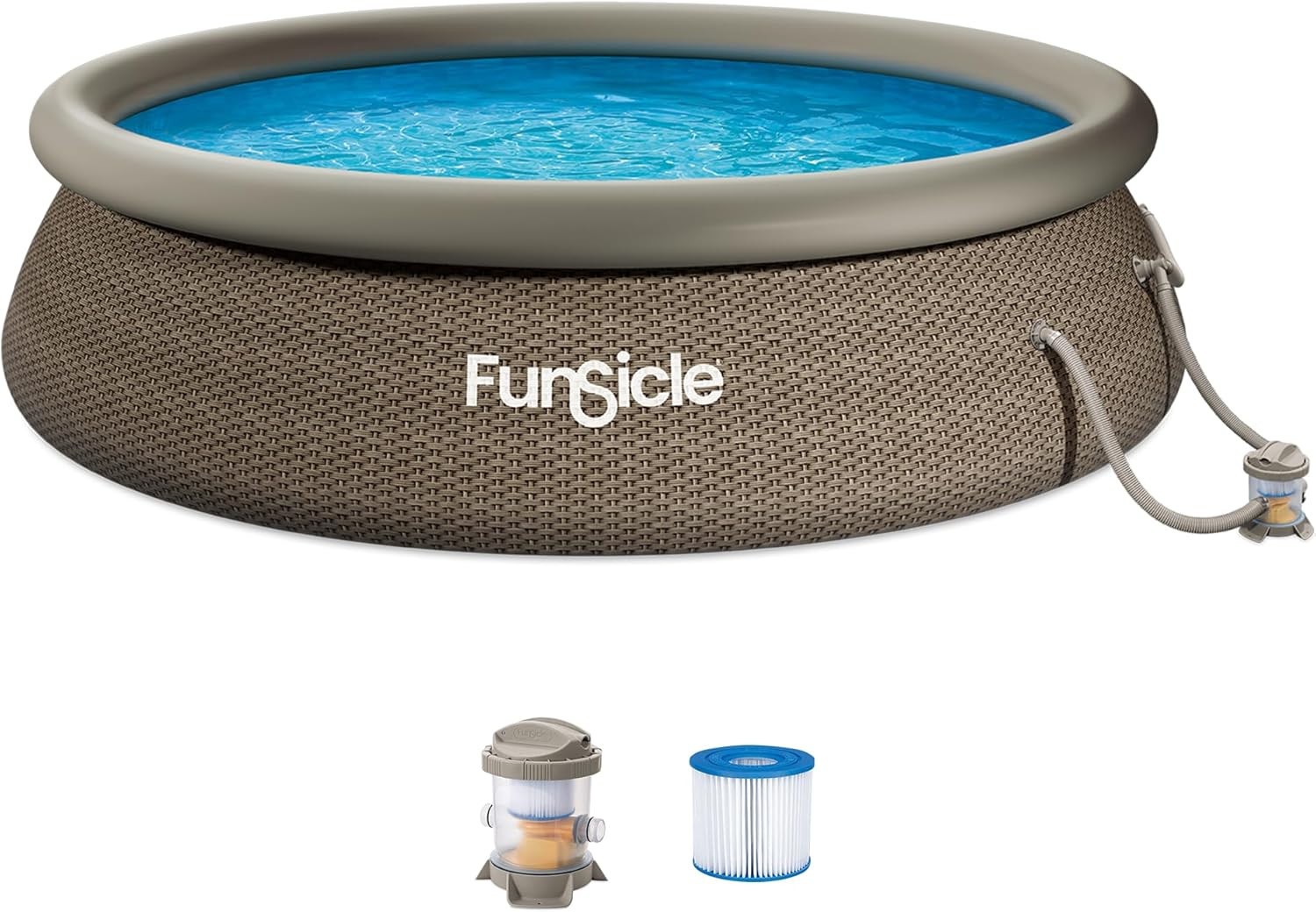 Funsicle Quickset Designer 12' X 36" round above Ground Swimming Pool, with Filt gallery
