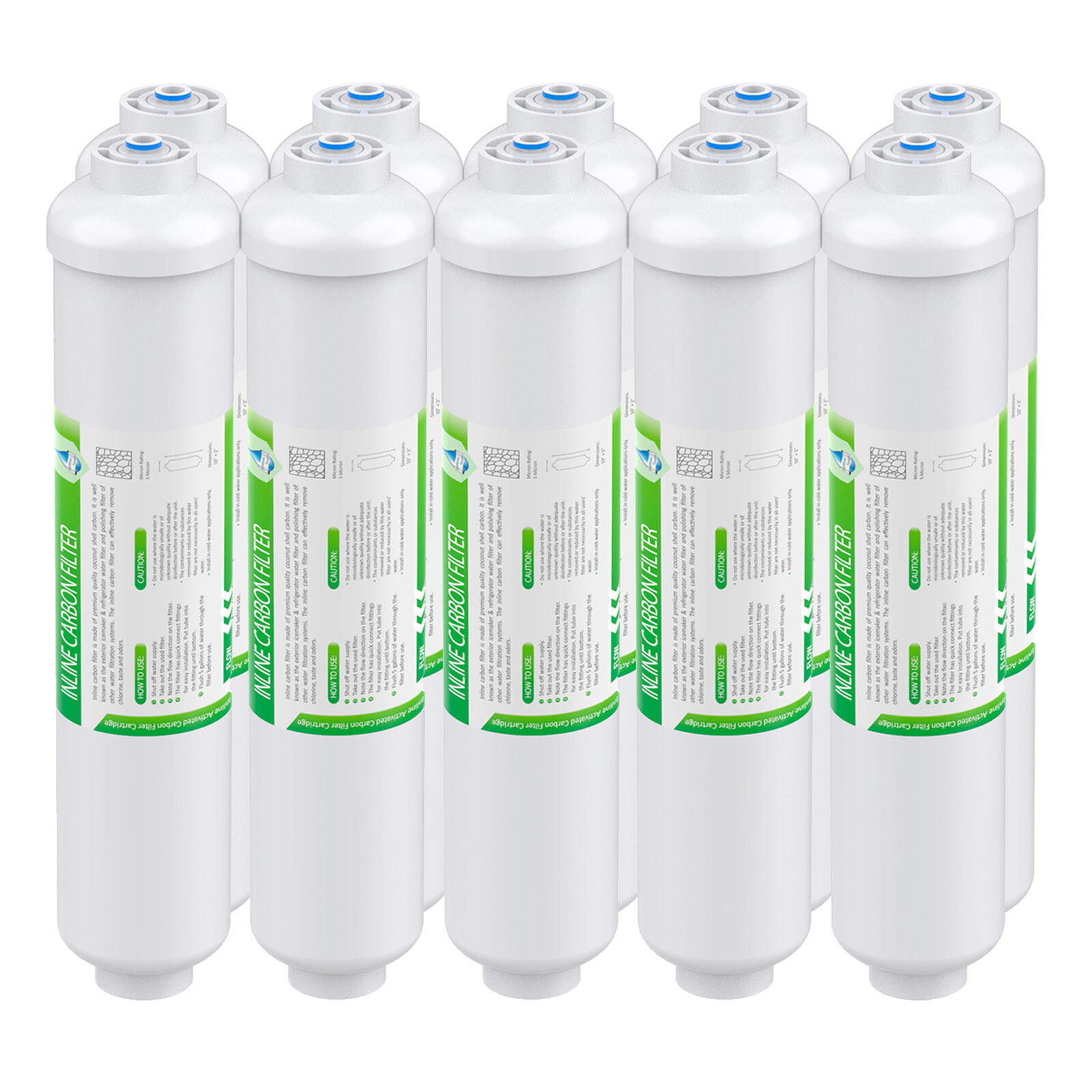 10 Pack T33 Inline Post Carbon Water Filter Quick Connect RO 5-Stage Filtration gallery