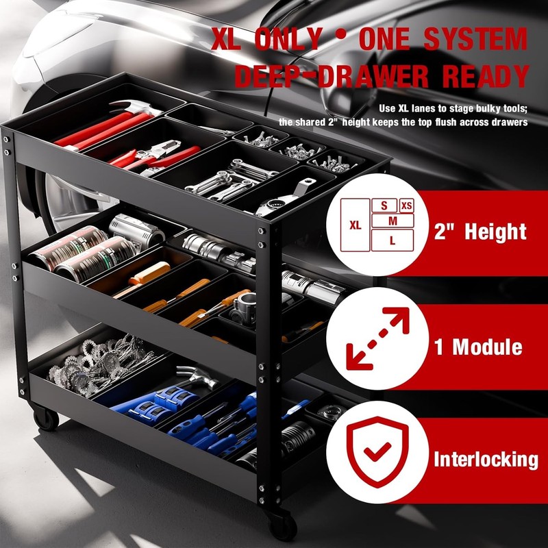 【6 PCS Extra-Large】 Tool Box Drawer Organizer Trays with Non-slip Pads, Heav gallery